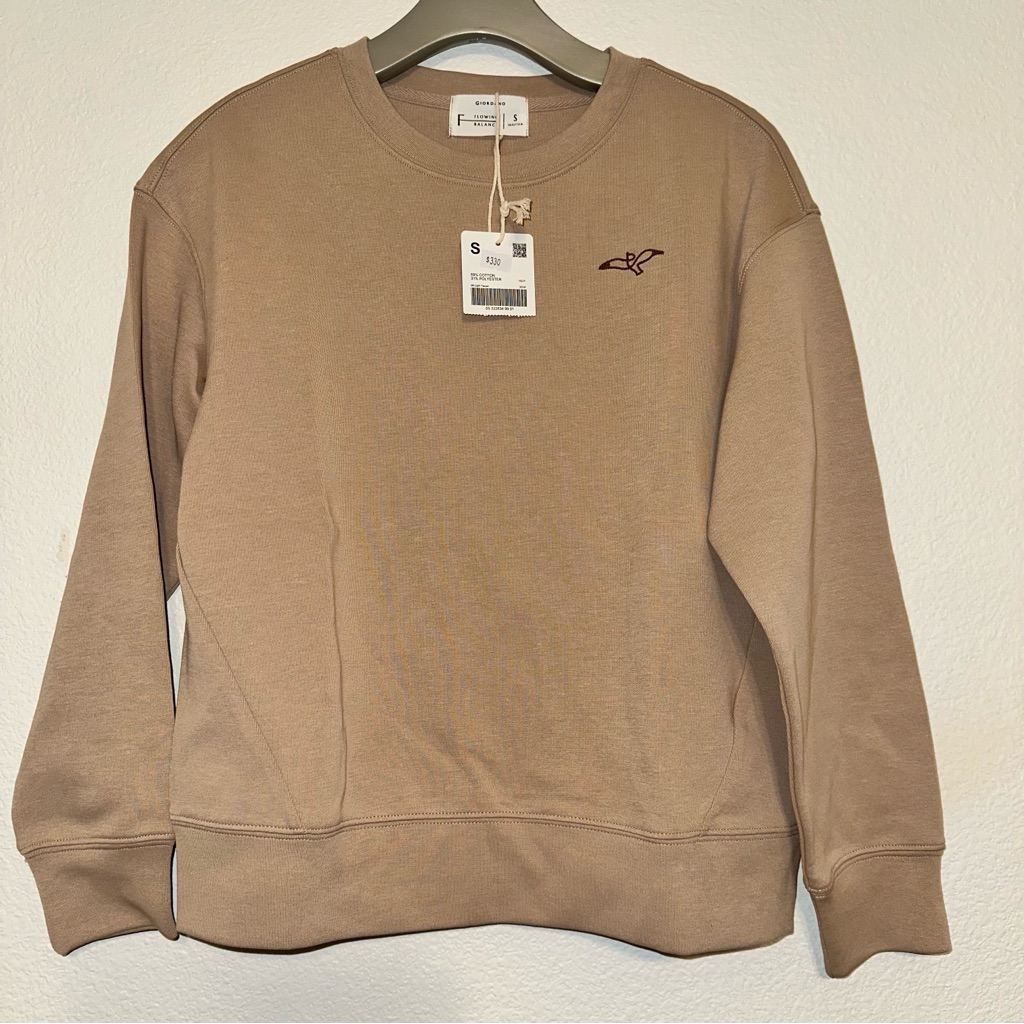 Nwt Giordano Flowing Balance Collection Tan Crew Neck Sweater Minimalist Design